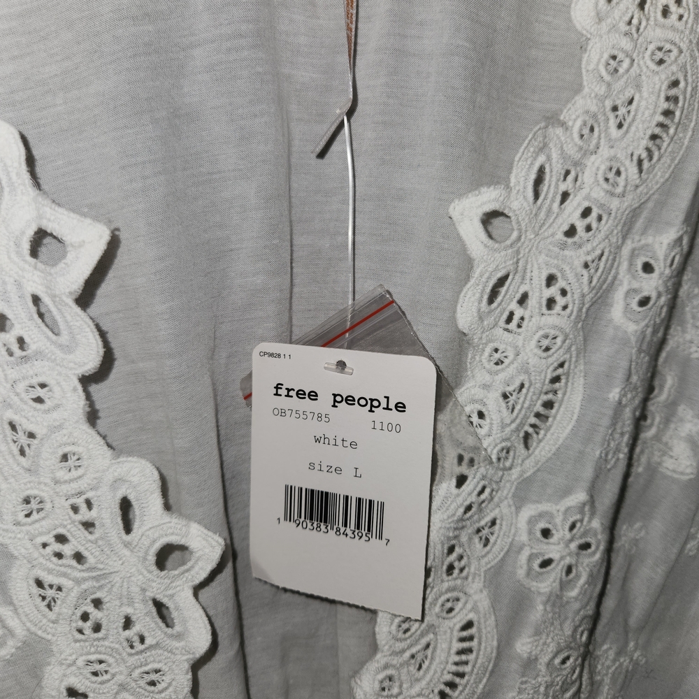 Free People White Lace Detail Top